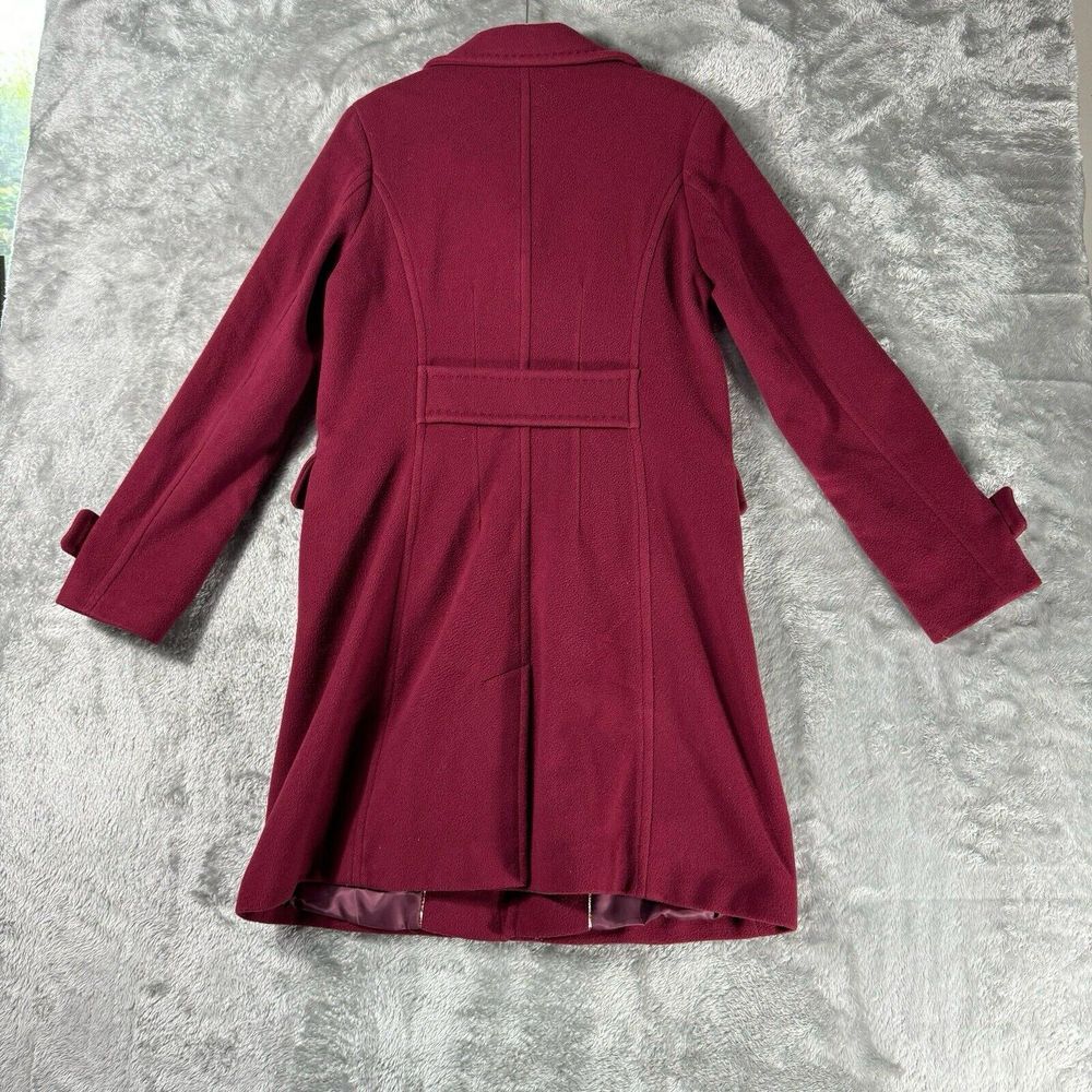 Lands End Wool Cashmere Blend Coat Womens 10 Red Burgundy City Girl Classic - Picture 9 of 10